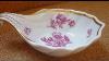 Art Deco Richard Ginori Porcelain Spoon Rest Holder Gold Rim Dark Pink Flower