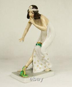 Art Deco Rosenthal Porcelain Figure Snake Charmer Signed B Boems c1920
