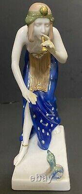 Art Deco Rosenthal Porcelain Figure Snake Charmer Signed B Boems c1920