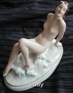 Art Deco Royal Dux Naked Beauty Pottery Figure C1930