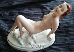 Art Deco Royal Dux Naked Beauty Pottery Figure C1930