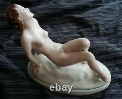 Art Deco Royal Dux Naked Beauty Pottery Figure C1930