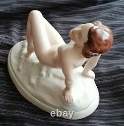 Art Deco Royal Dux Naked Beauty Pottery Figure C1930