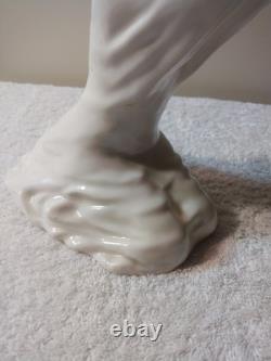 Art Deco Royal Dux Porcelain Figurine Young Lady Arms Up Holding Plate MUST SEE