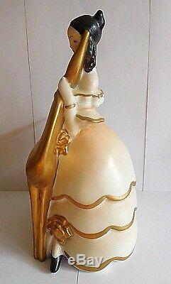 Art Deco Sauche For Limoges Porcelain Night Light Young Lady Holding A Deer