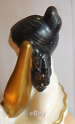 Art Deco Sauche For Limoges Porcelain Night Light Young Lady Holding A Deer