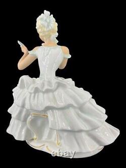 Art Deco Schaubach Kunst German Porcelain Figurine Seated Lady Hand Mirror VG+