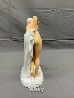 Art Deco Schaubach Kunst NUDE with FAWN Deer Porcelain 1930's Figurine Mint