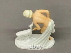 Art Deco Schaubach Kunst NUDE with FAWN Deer Porcelain 1930's Figurine Mint