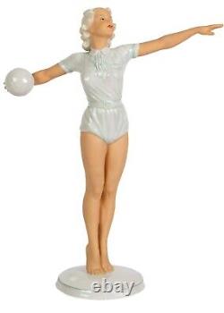 Art Deco Shaubach Kunst Painted Porcelain German Figurine Female Volleyball