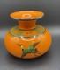 Art Deco Shelley England Orange China Vase W Crane Birds Asian Motif 3.25 Tall