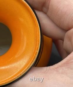 Art Deco Shelley England Orange China Vase W Crane Birds Asian Motif 3.25 Tall