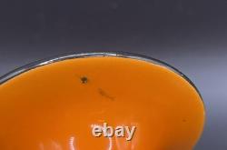 Art Deco Shelley England Orange China Vase W Crane Birds Asian Motif 3.25 Tall