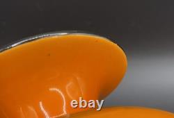 Art Deco Shelley England Orange China Vase W Crane Birds Asian Motif 3.25 Tall