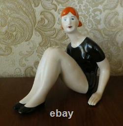 Art Deco Soviet Girl woman gymnast Athlete Russian porcelain figurine 4553u