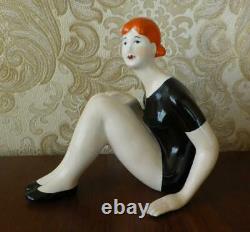 Art Deco Soviet Girl woman gymnast Athlete Russian porcelain figurine 4553u