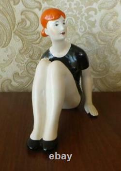 Art Deco Soviet Girl woman gymnast Athlete Russian porcelain figurine 4553u