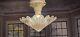 Art Deco Starburst Glass & Porcelain Ceiling Light Fixture Pendant