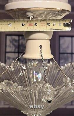 Art Deco Starburst Glass & Porcelain Ceiling Light Fixture Pendant