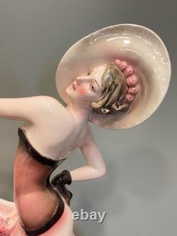 Art Deco Stefan Dakon Large Katzhutte Ceramic Porcelain Figurine Lady Hat Dress