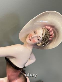 Art Deco Stefan Dakon Large Katzhutte Ceramic Porcelain Figurine Lady Hat Dress