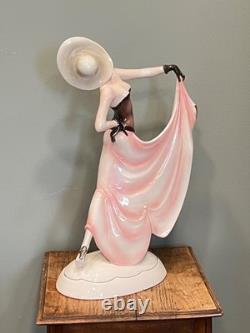 Art Deco Stefan Dakon Large Katzhutte Ceramic Porcelain Figurine Lady Hat Dress