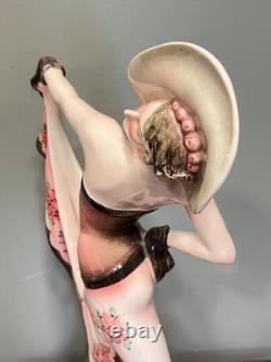 Art Deco Stefan Dakon Large Katzhutte Ceramic Porcelain Figurine Lady Hat Dress