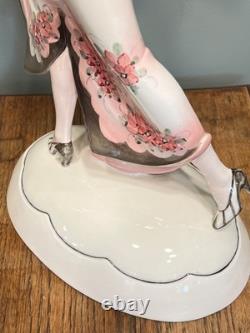 Art Deco Stefan Dakon Large Katzhutte Ceramic Porcelain Figurine Lady Hat Dress