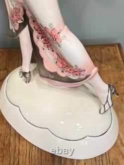 Art Deco Stefan Dakon Large Katzhutte Ceramic Porcelain Figurine Lady Hat Dress