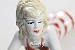 Art Deco Style Bathing Belle Porcelain Vintage Lady figurine in swimsuit