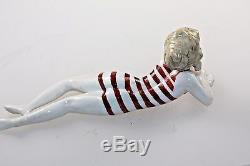 Art Deco Style Bathing Belle Porcelain Vintage Lady figurine in swimsuit