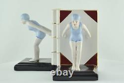 Art Deco Style Bookends Figurine Bathing Beauty Sexy Diver Art Nouveau Style Por