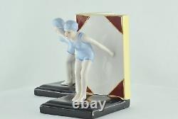 Art Deco Style Bookends Figurine Bathing Beauty Sexy Diver Art Nouveau Style Por