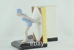 Art Deco Style Bookends Figurine Bathing Beauty Sexy Diver Art Nouveau Style Por