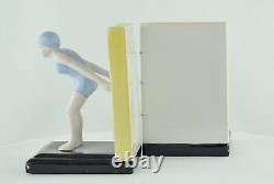 Art Deco Style Bookends Figurine Bathing Beauty Sexy Diver Art Nouveau Style Por