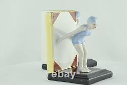 Art Deco Style Bookends Figurine Bathing Beauty Sexy Diver Art Nouveau Style Por