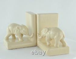 Art Deco Style Bookends Figurine Elephants Wildlife Art Nouveau Style Porcelain