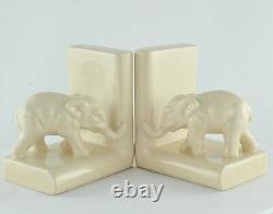 Art Deco Style Bookends Figurine Elephants Wildlife Art Nouveau Style Porcelain