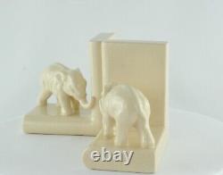 Art Deco Style Bookends Figurine Elephants Wildlife Art Nouveau Style Porcelain