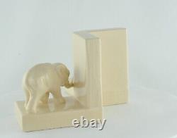 Art Deco Style Bookends Figurine Elephants Wildlife Art Nouveau Style Porcelain