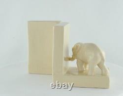 Art Deco Style Bookends Figurine Elephants Wildlife Art Nouveau Style Porcelain