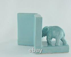 Art Deco Style Bookends Figurine Elephants Wildlife Art Nouveau Style Porcelain