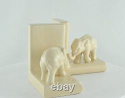 Art Deco Style Bookends Figurine Elephants Wildlife Art Nouveau Style Porcelain