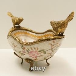 Art Deco Style Bowl Centerpiece Bird Basket Art Nouveau Style Porcelain Bronze Art Deco Style Bowl Centerpiece Bird Basket Art Nouveau Style Porcelain Bronze