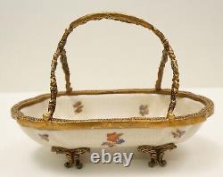 Art Deco Style Bowl Centerpiece Flower Art Nouveau Style Porcelain Bronze