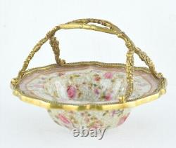 Art Deco Style Bowl Soapdish Basket Art Nouveau Style Porcelain Bronze