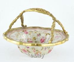 Art Deco Style Bowl Soapdish Basket Art Nouveau Style Porcelain Bronze