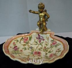 Art Deco Style Bowl Soapdish Figurine Baby Art Nouveau Style Porcelain Bronze