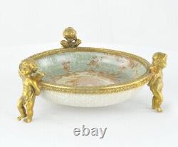 Art Deco Style Bowl Soapdish Figurine Baby Art Nouveau Style Porcelain Bronze