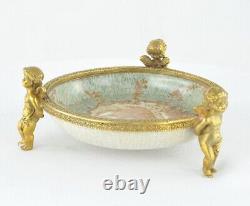 Art Deco Style Bowl Soapdish Figurine Baby Art Nouveau Style Porcelain Bronze